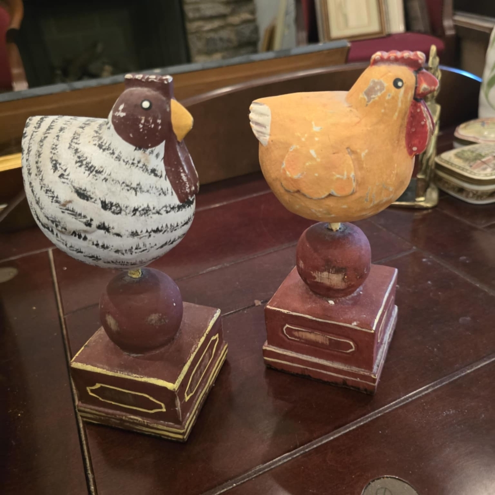 Rustic Wooden Chicken Figurines
